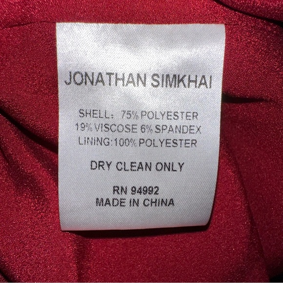 Jonathan Simkhai Cutout Crepe De Chine Top in Crimson Size 0 - Picture 8 of 9